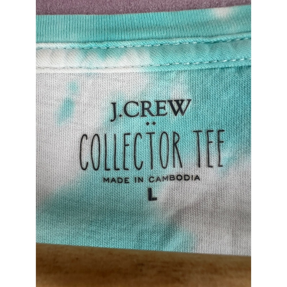 J.Crew Collector Tee Turquoise White Tie Dye Cotton Short Sleeve T-Shirt Large - Picture 2 of 8
